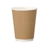12oz Kraft Ripple Squat Disposable Cup 500s