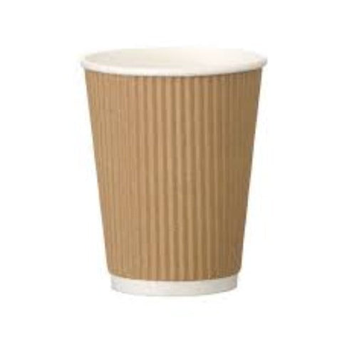 12oz Kraft Ripple Squat Disposable Cup 500s