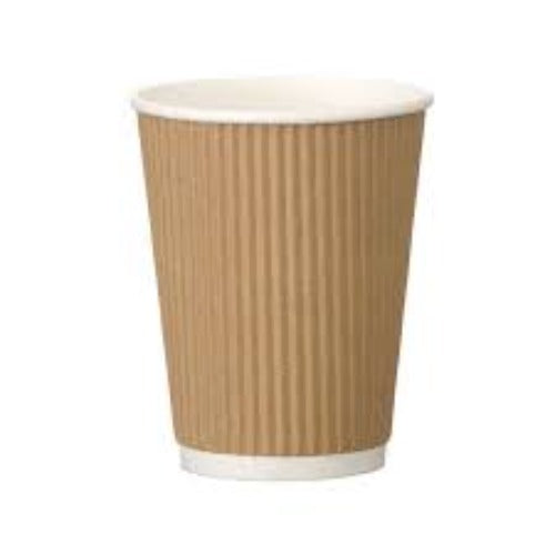 8 Ounce Disposable Coffee Cups, 500 Double Wall Hot Cups for Coffee - Lids Sold Separately, Rippled Wall, Dark Green Paper Coffee Cups, for Coffee, HO