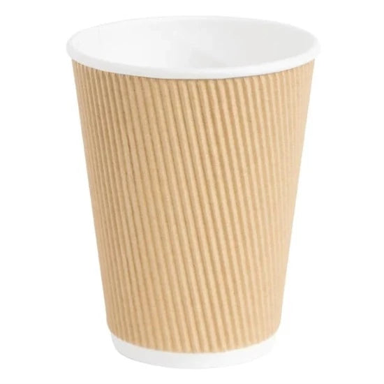 Choice 8 oz. Squat Double Wall Ripple Kraft Paper Hot Cup - 500/Case